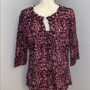 Pink and purple patterned blouse size L